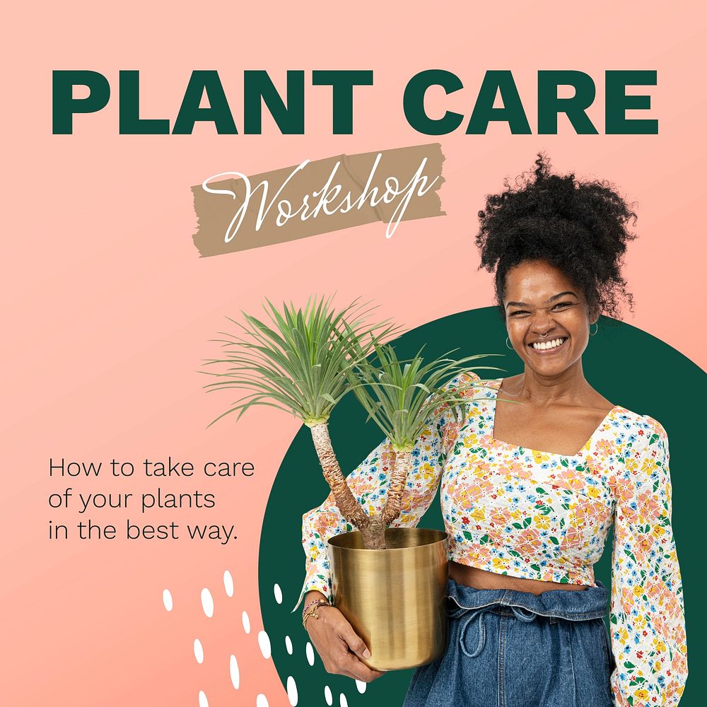 Plant workshop template social media post, gardening campaign vector