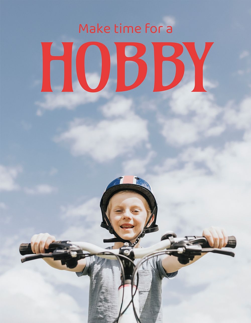 Biking hobby flyer template, kid design psd
