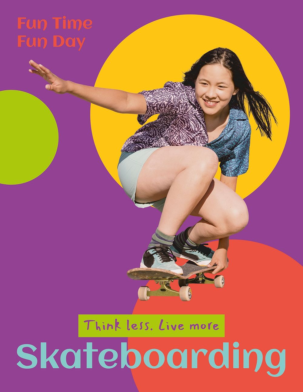 Skateboarding flyer template, editable design vector
