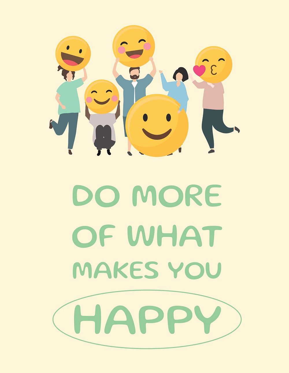 Happy emoji flyer template, editable design vector