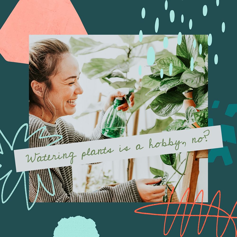 Plant shop social media template, editable hobby design vector