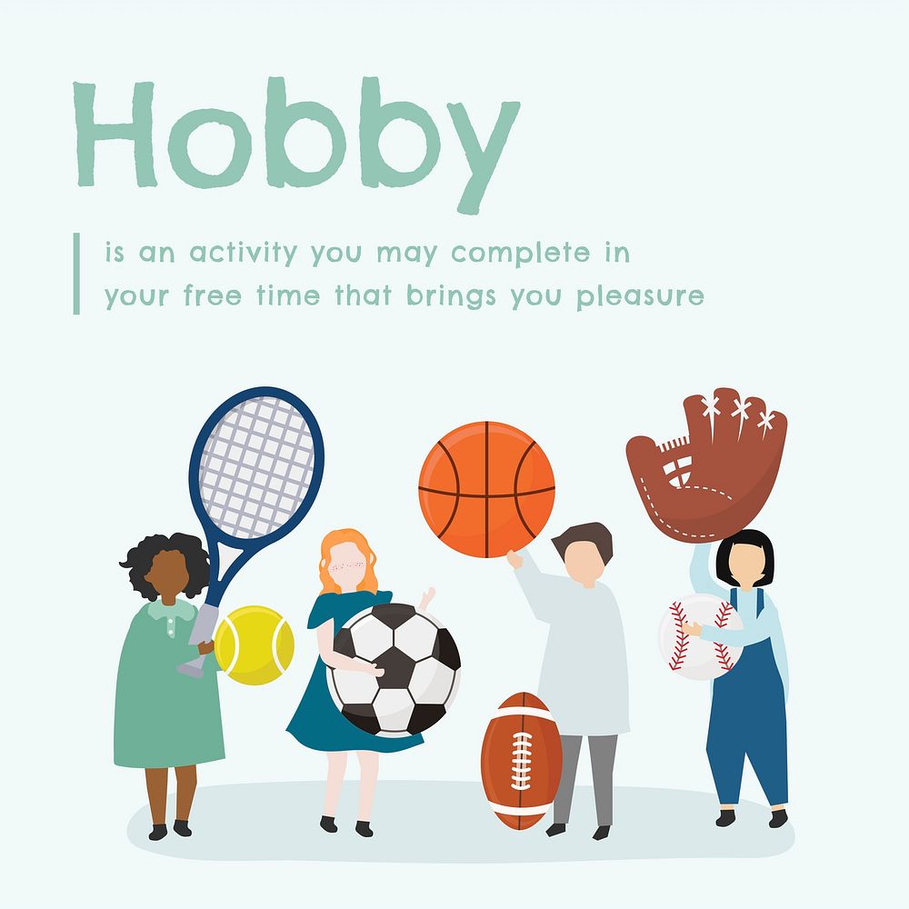Sport hobby social media template, editable design vector