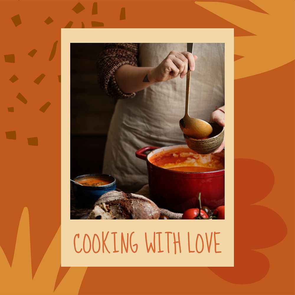 Cooking hobby social media template, editable design vector