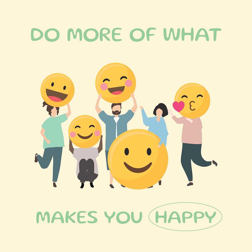 Happy emoji social media template, editable design vector