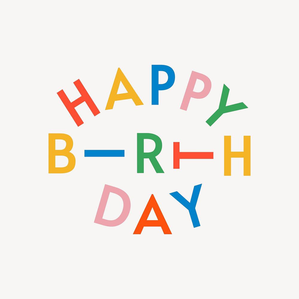 Happy Birthday  typography sticker vector