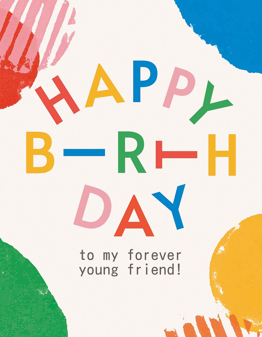 Birthday greeting flyer template, colorful typography vector