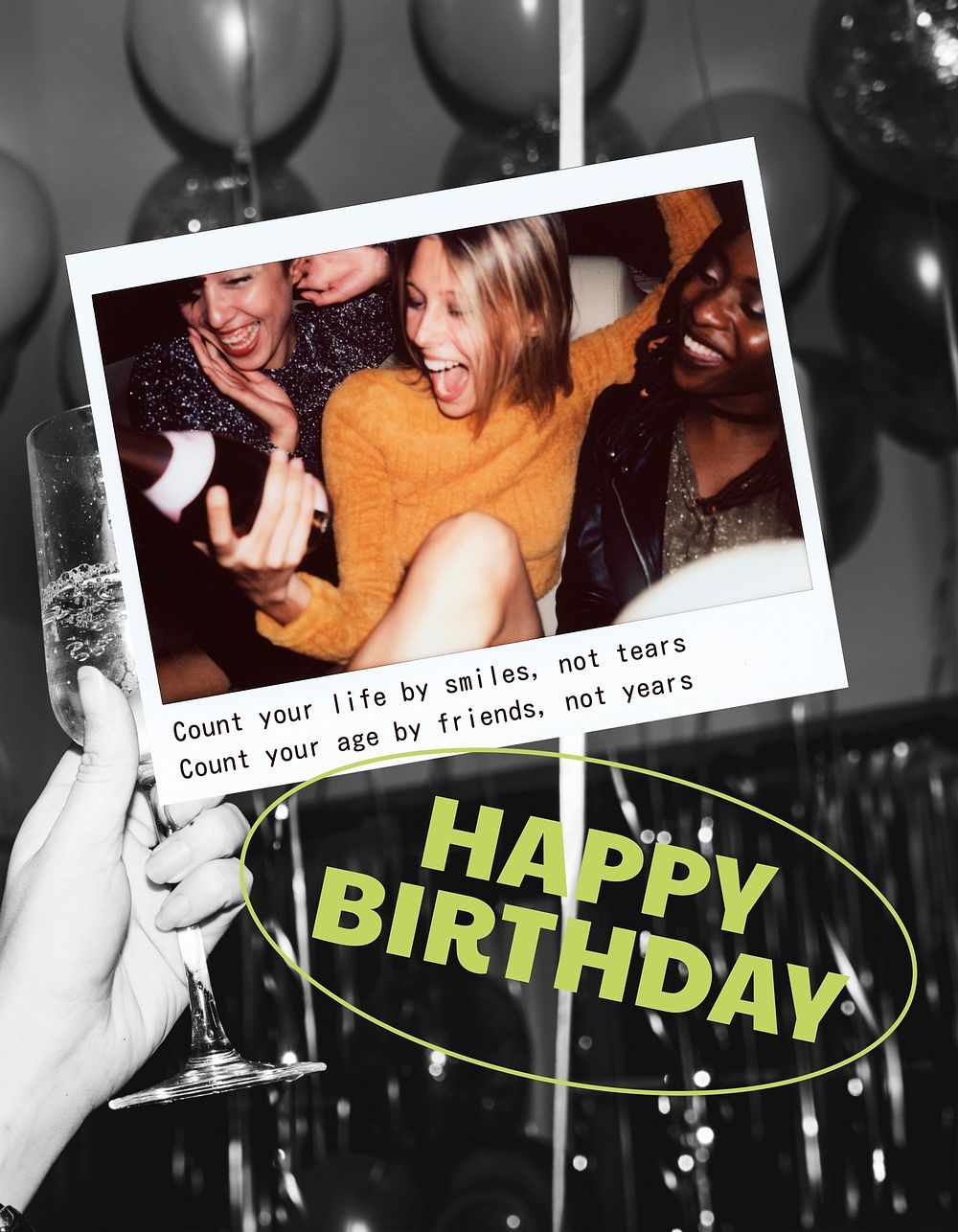 Birthday party flyer template, celebration photo psd