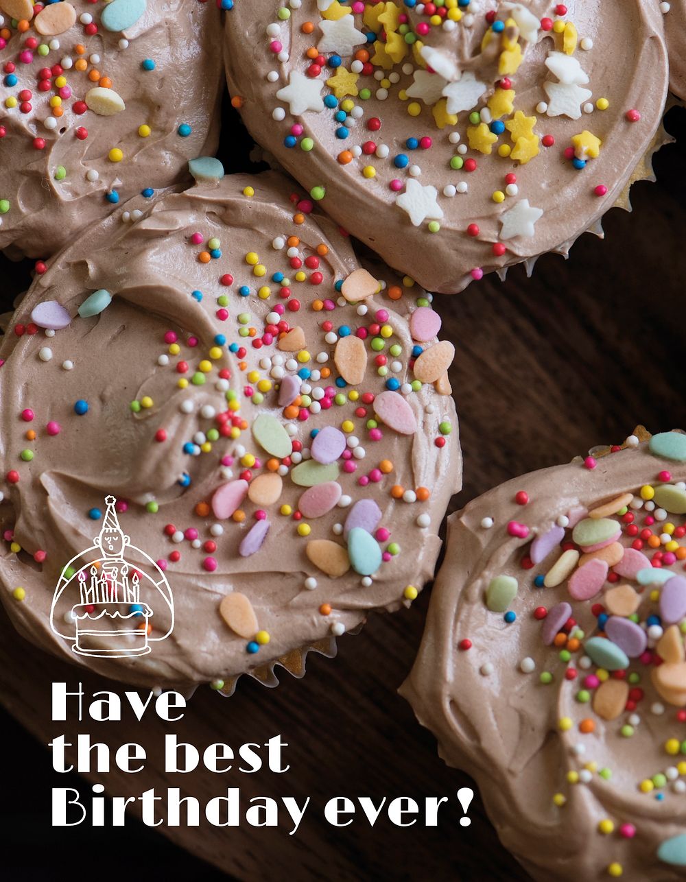 Birthday cupcakes flyer template, food photo vector