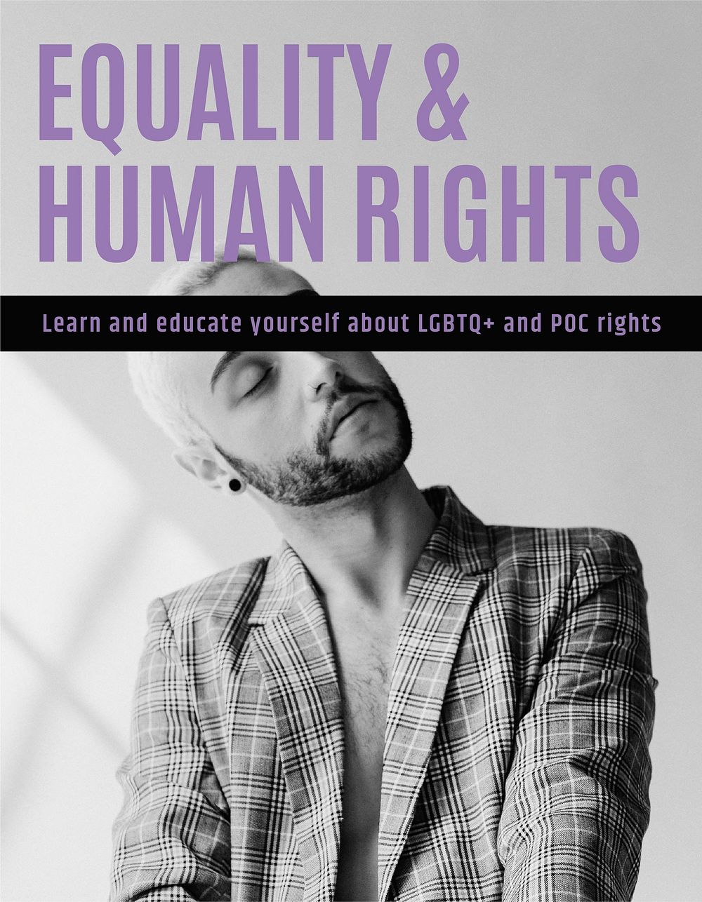 Human rights flyer editable template, LGBTQ, equality campaign vector