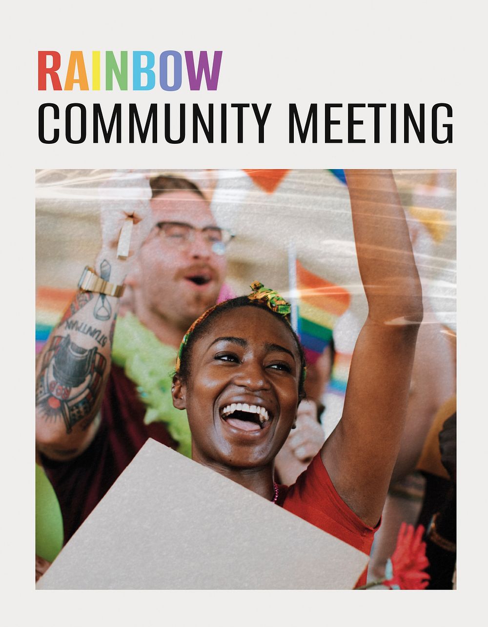 Rainbow community flyer editable template, gay pride celebration psd