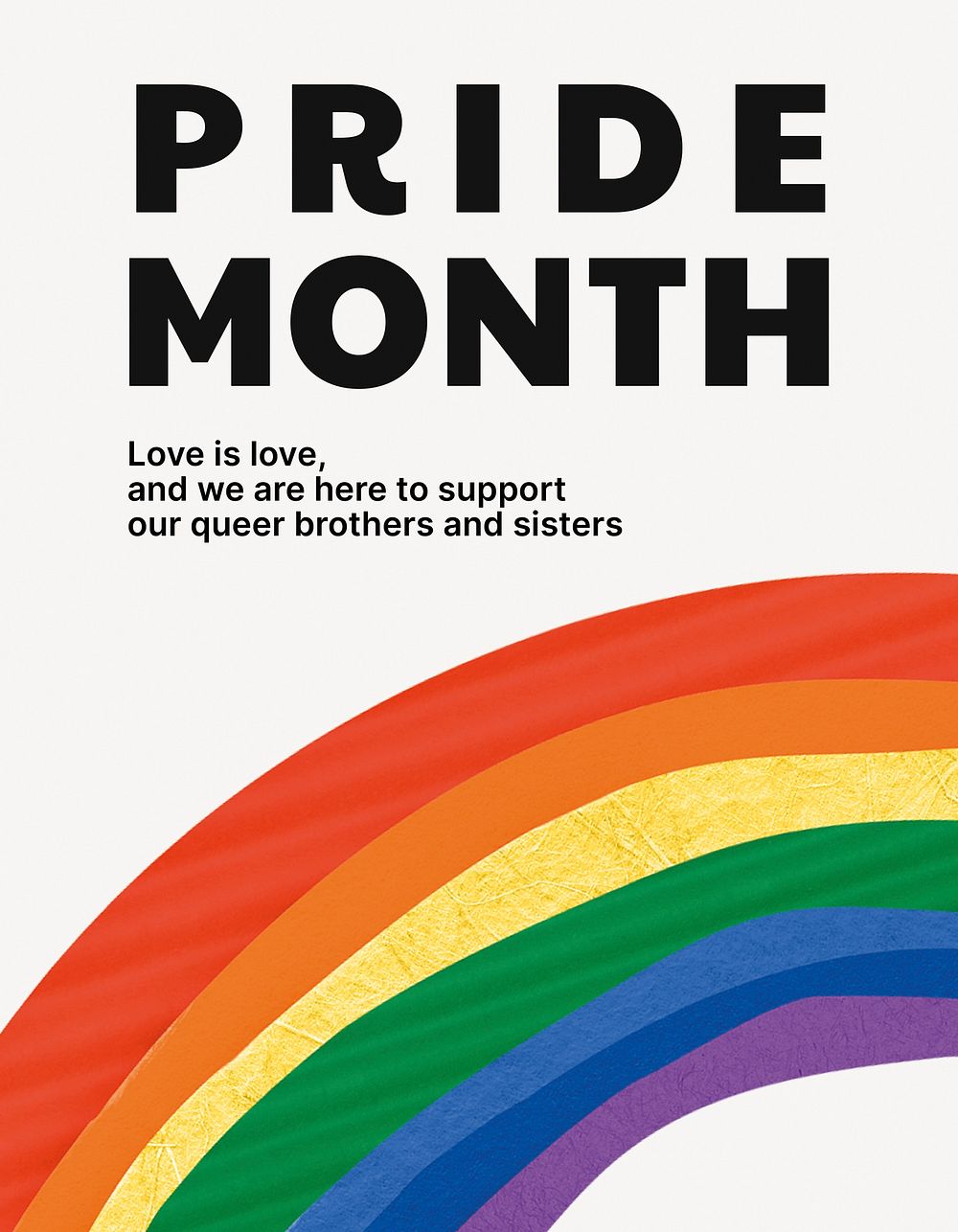 Pride month rainbow flyer template, LGBTQ community support campaign psd