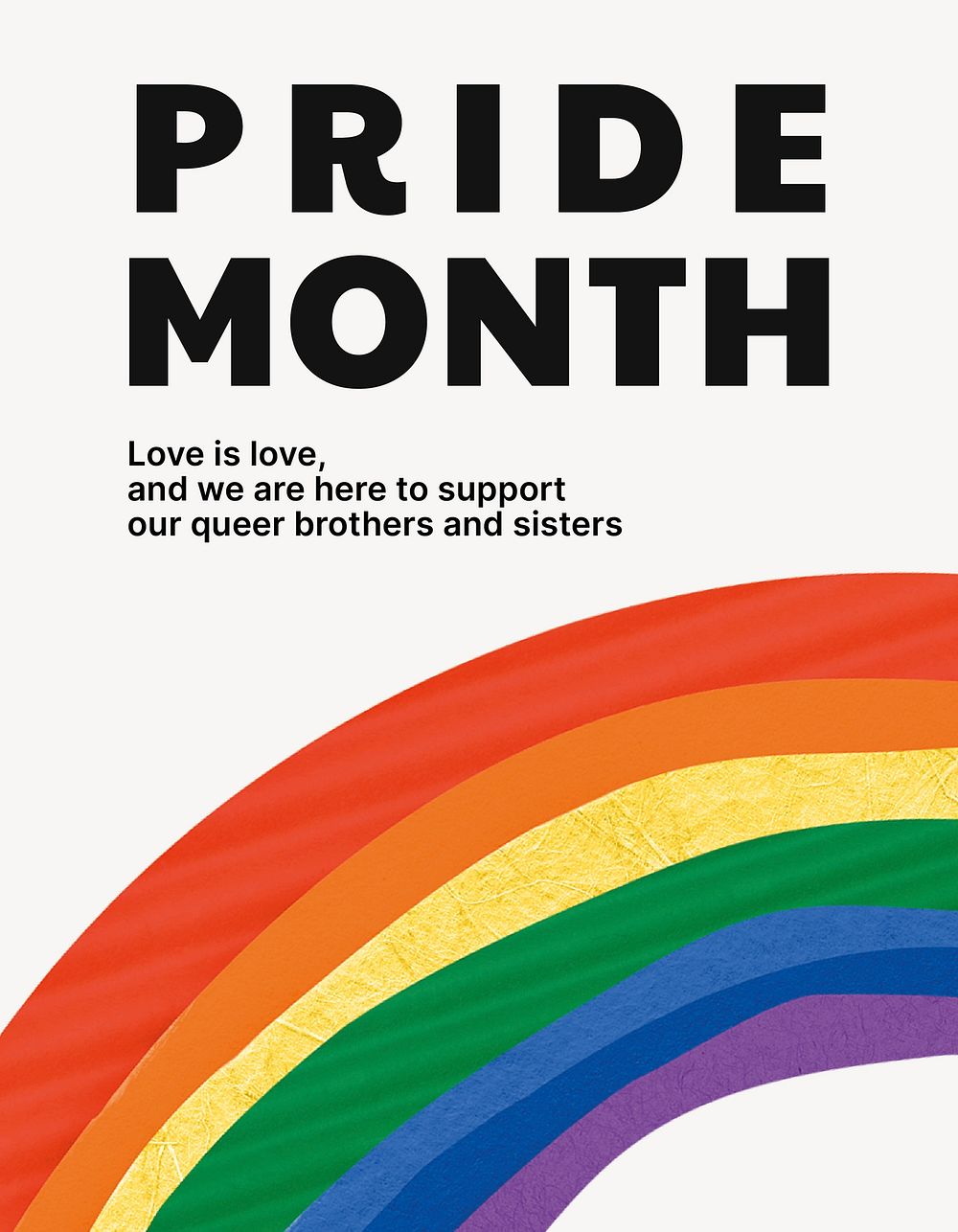 Pride month rainbow flyer template, LGBTQ community support campaign vector