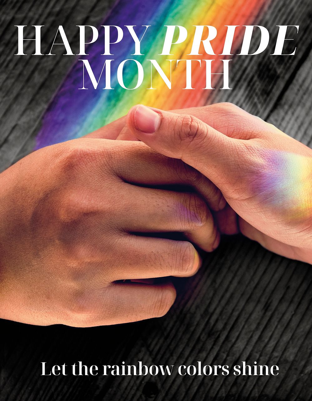 Happy Pride Month flyer template, couple holding hands photo psd