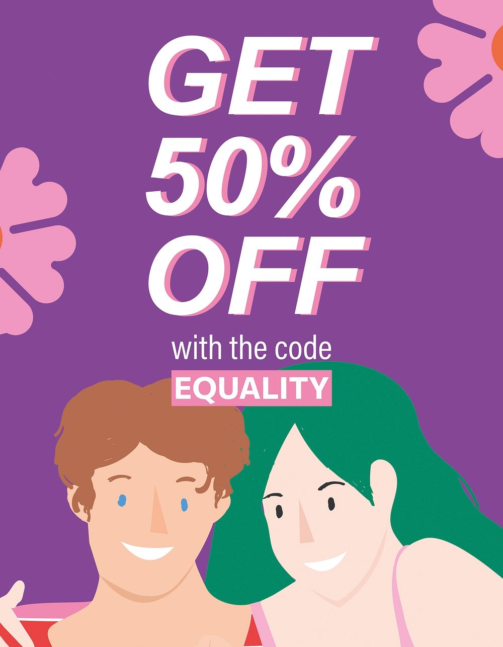 Pride month sale flyer template, shopping ad campaign psd