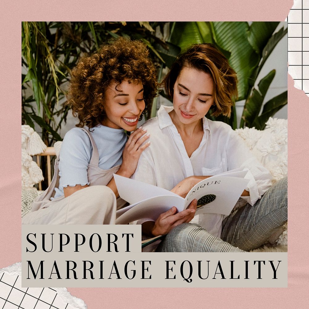 Marriage equality Instagram post template, Pride Month celebration vector