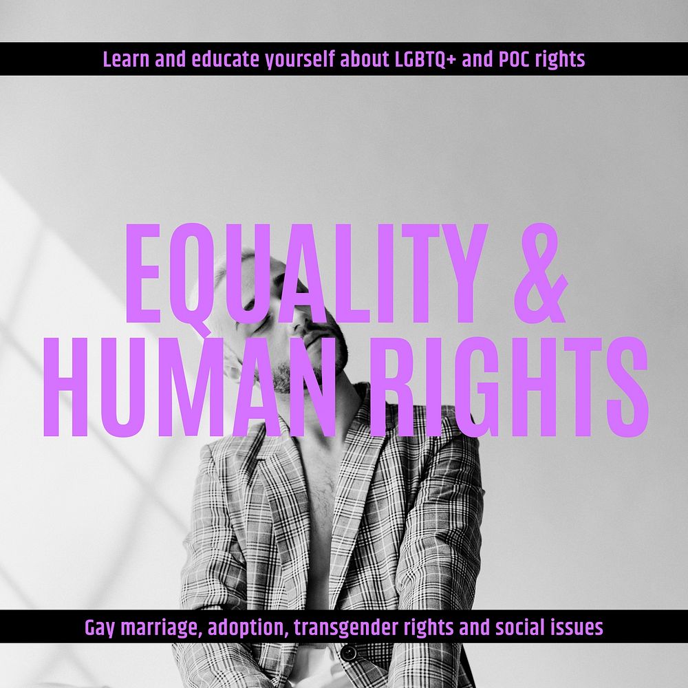Human rights Instagram post template, LGBTQ, equality campaign vector