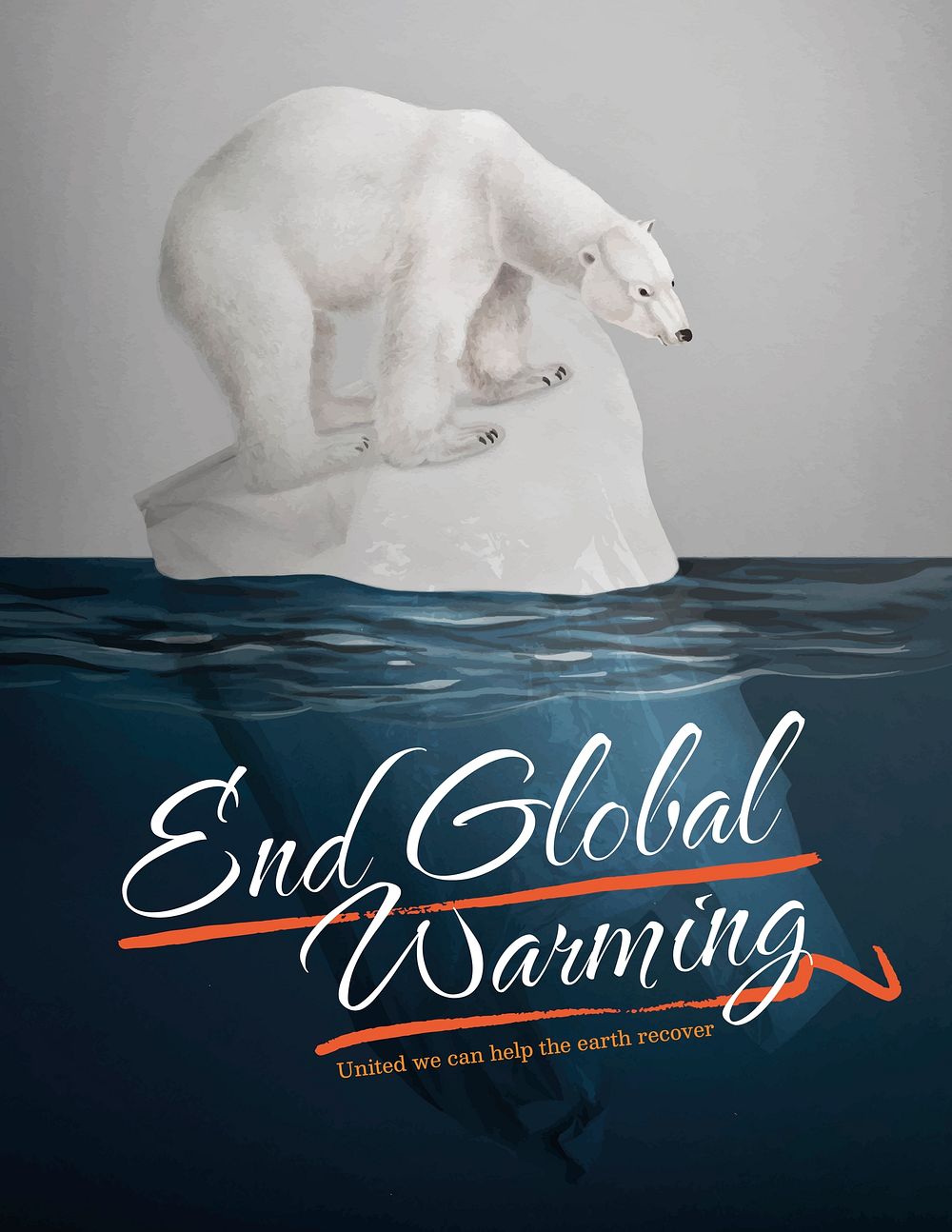 Global warming  flyer template, editable text vector