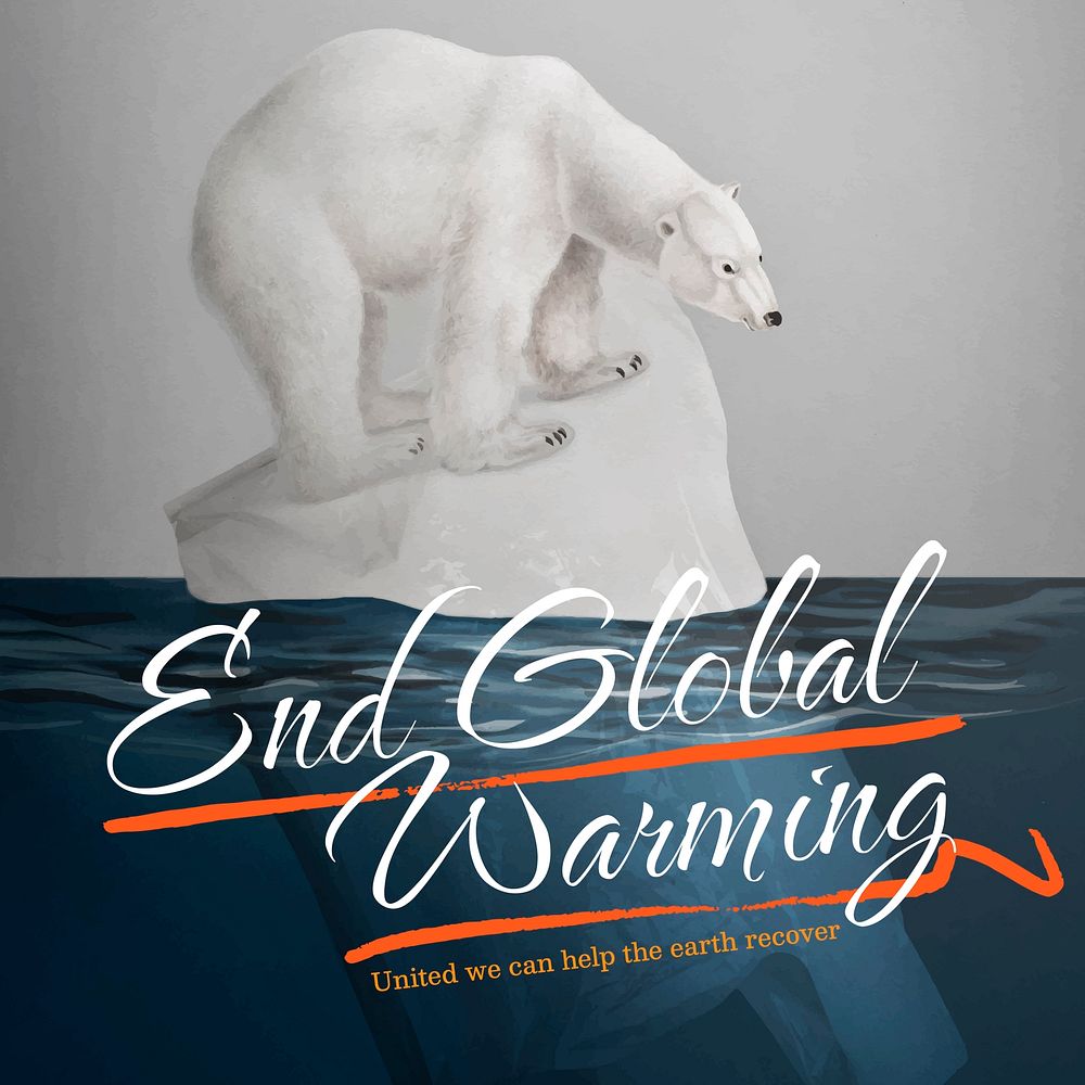 Global warming  Instagram post template, editable text vector