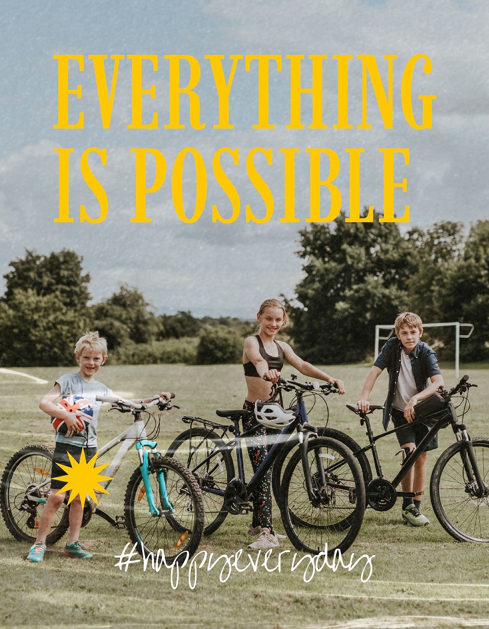 Everything is possible flyer template, Summer aesthetic vector