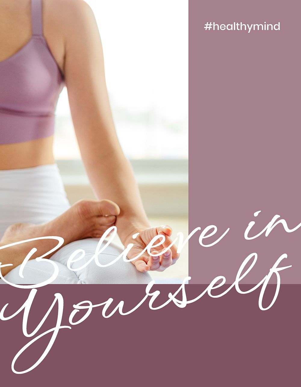 Believe in yourself flyer template, inspirational wellness quote vector