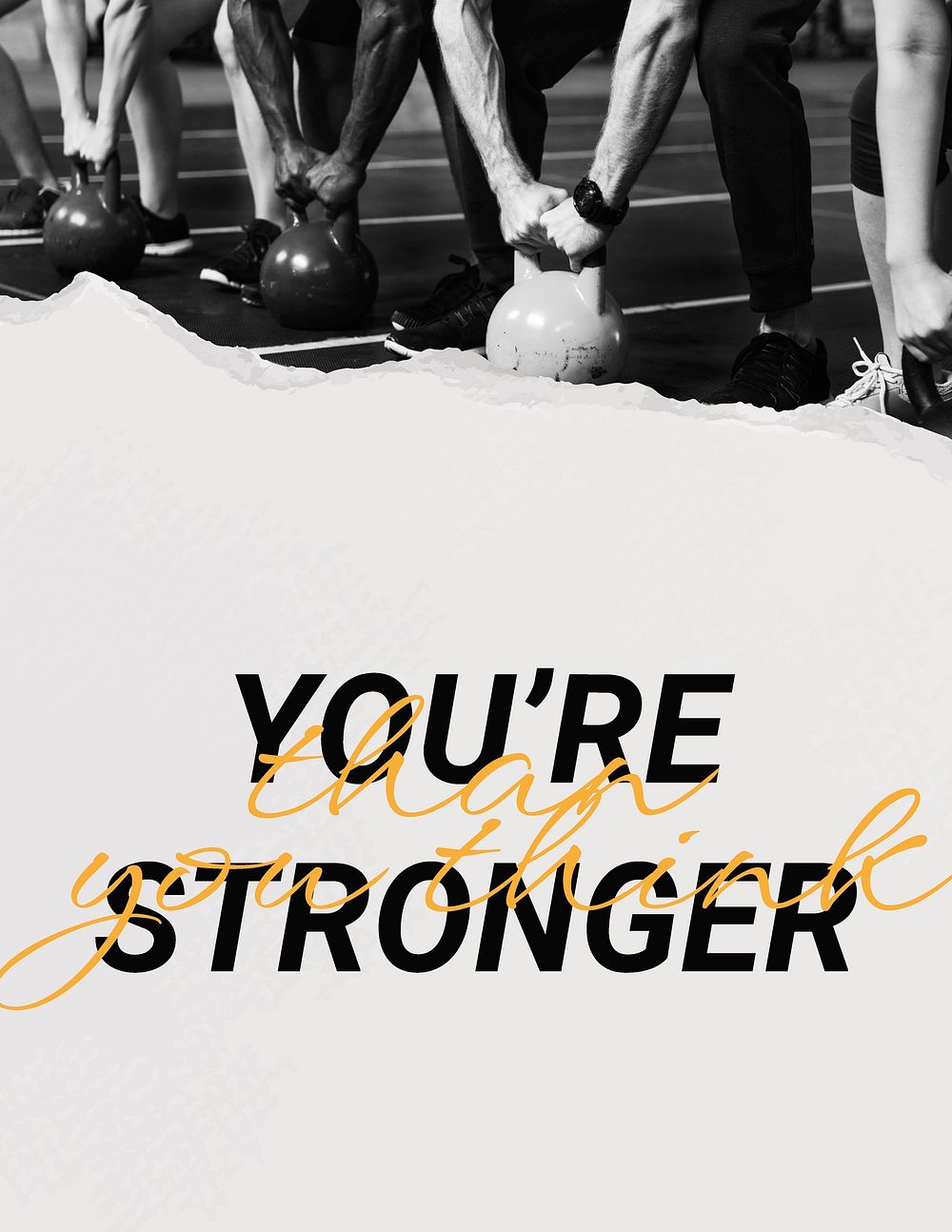 You're stronger flyer template, inspirational sports quote vector