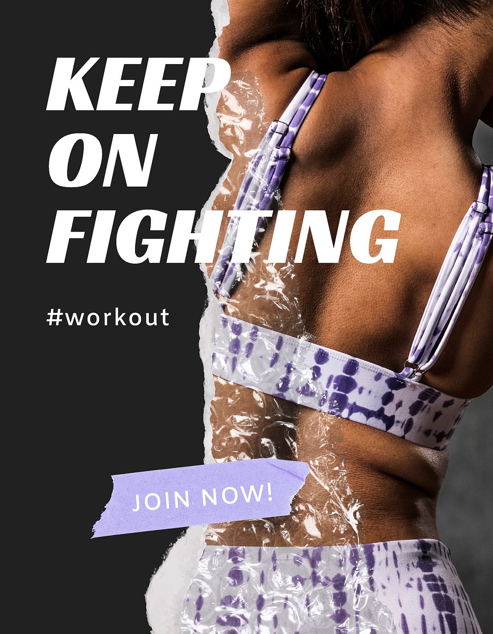 Workout aesthetic flyer template, gym advertisement psd