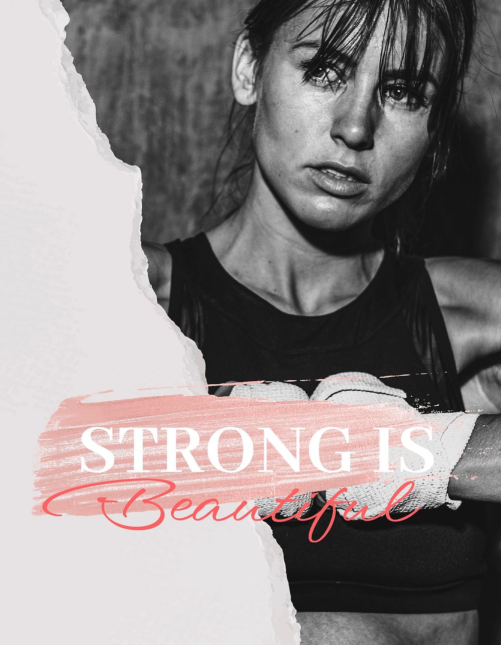 Strong is beautiful flyer template, sports aesthetic design psd