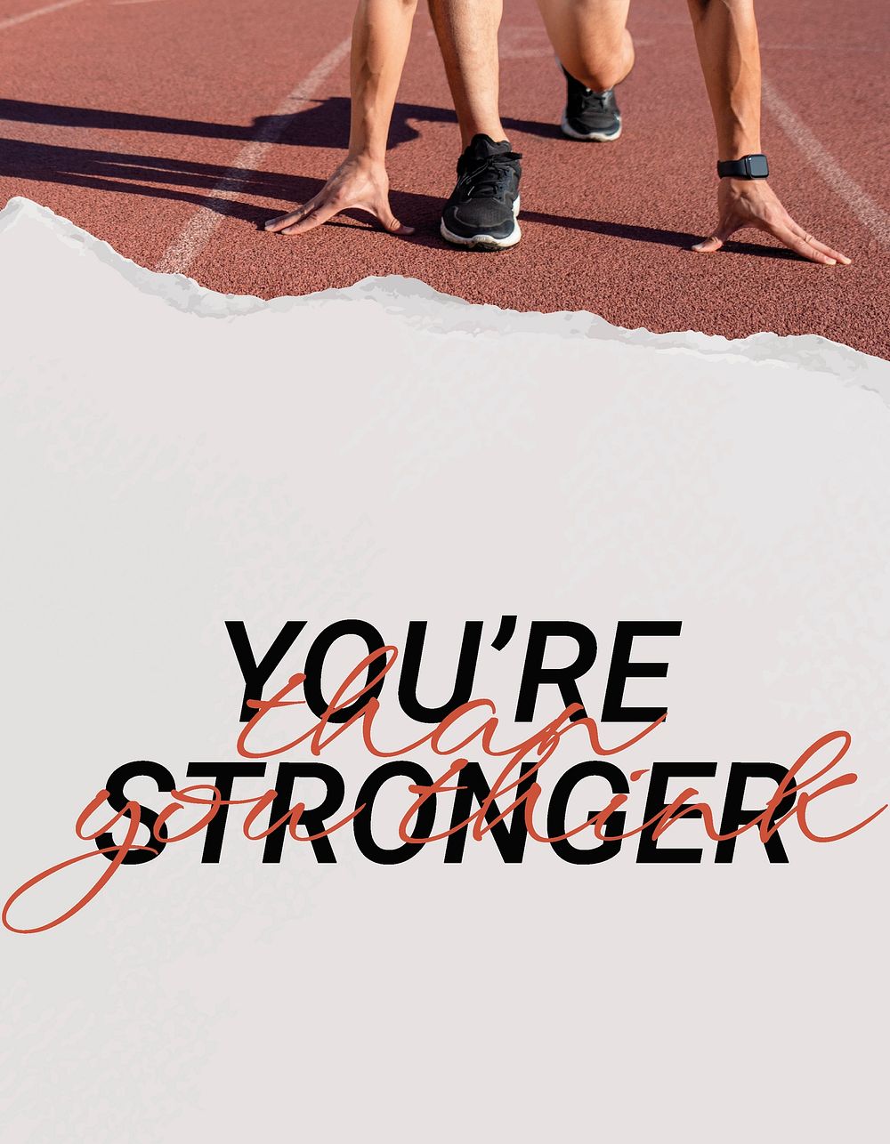 You're stronger flyer template, inspirational sports quote vector