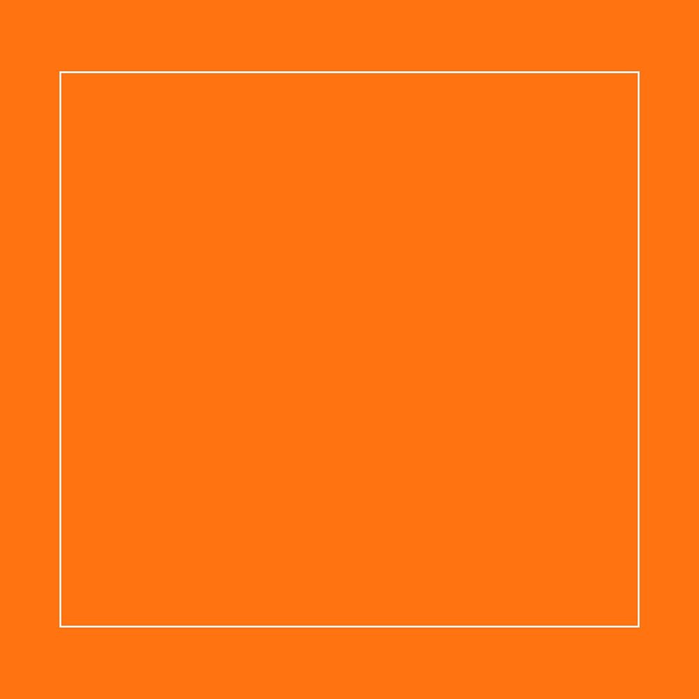 Bright orange background, minimal line frame design