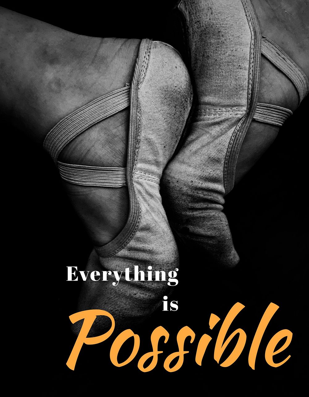 Motivational ballerina flyer template, everything is possible quote vector