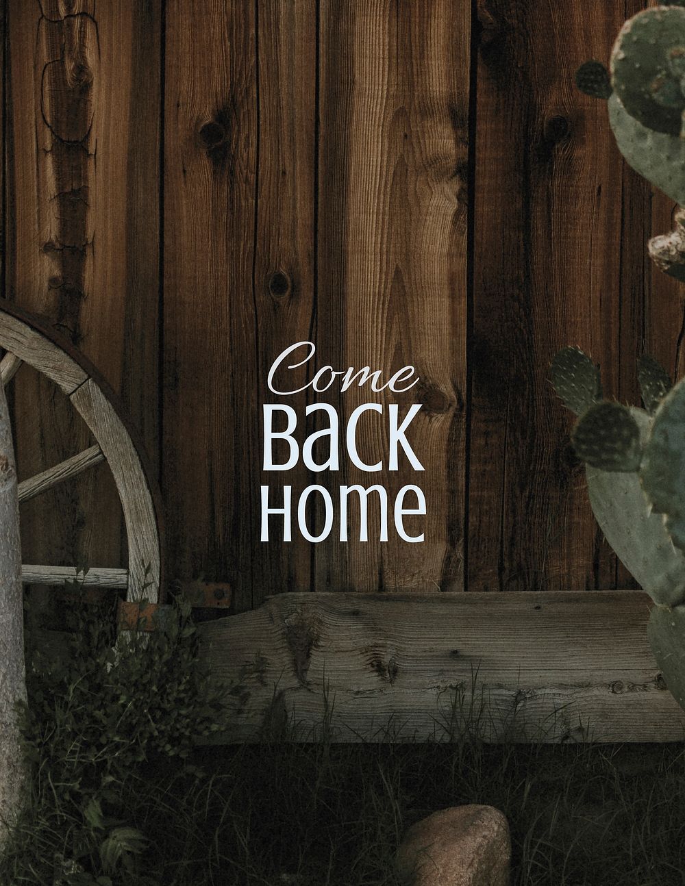 Cactus aesthetic flyer template, come back home quote vector