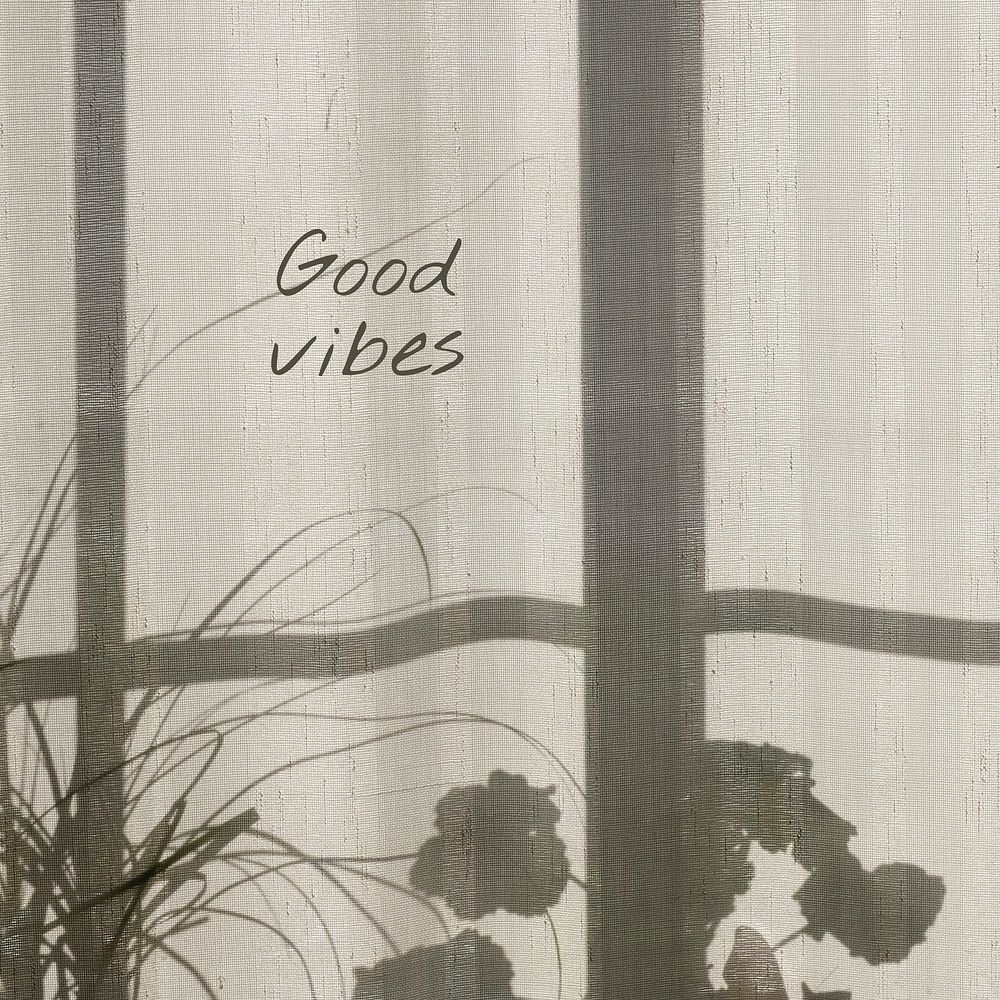 Good vibes Instagram post template, flower shadow aesthetic vector
