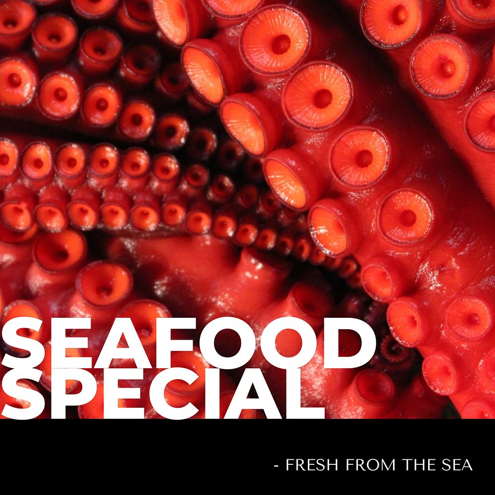 Seafood restaurant Instagram post template, promotional ad  vector