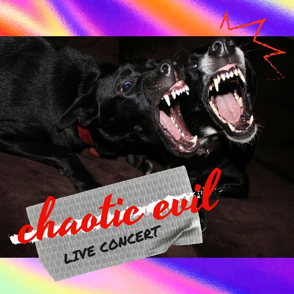 Barking dog Instagram post template, live concert event vector
