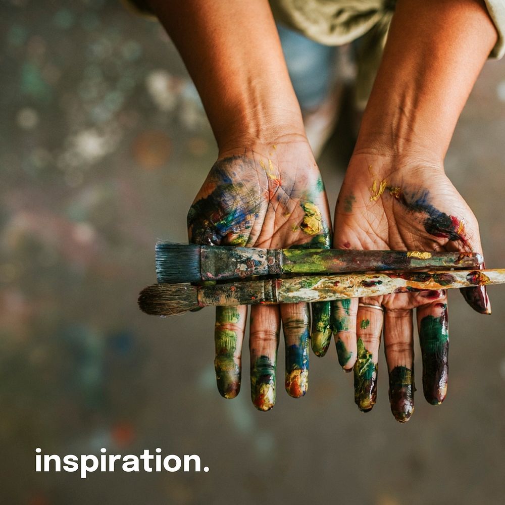 Paint brushes Instagram post template, art aesthetic vector