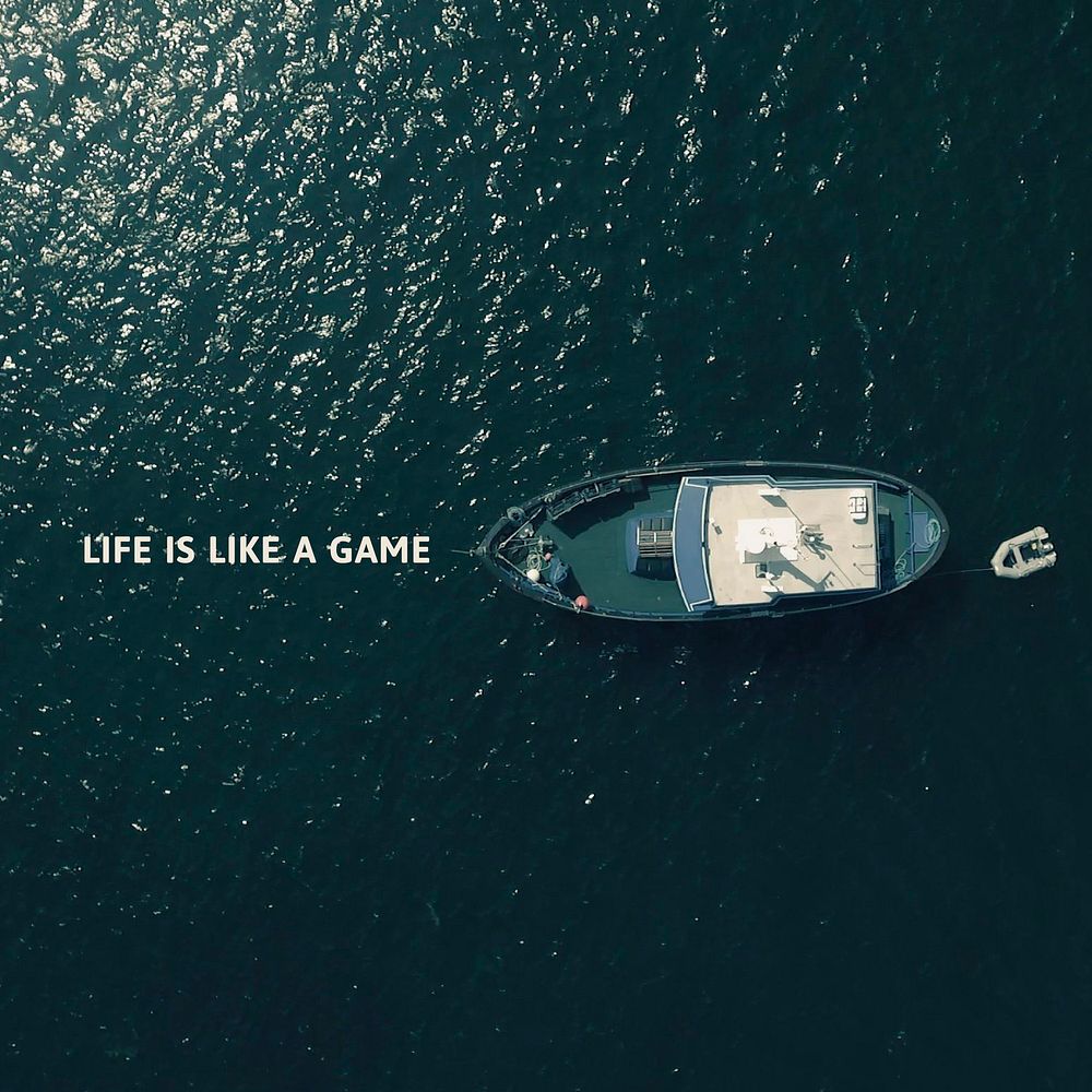 Ocean aesthetic Instagram post template, life is like a game vector