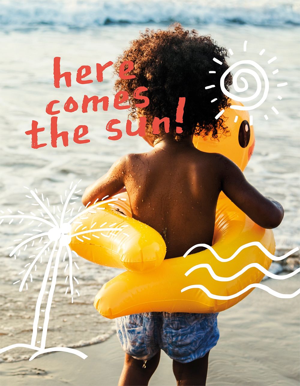 Beach travel  flyer template,  kid & summer psd
