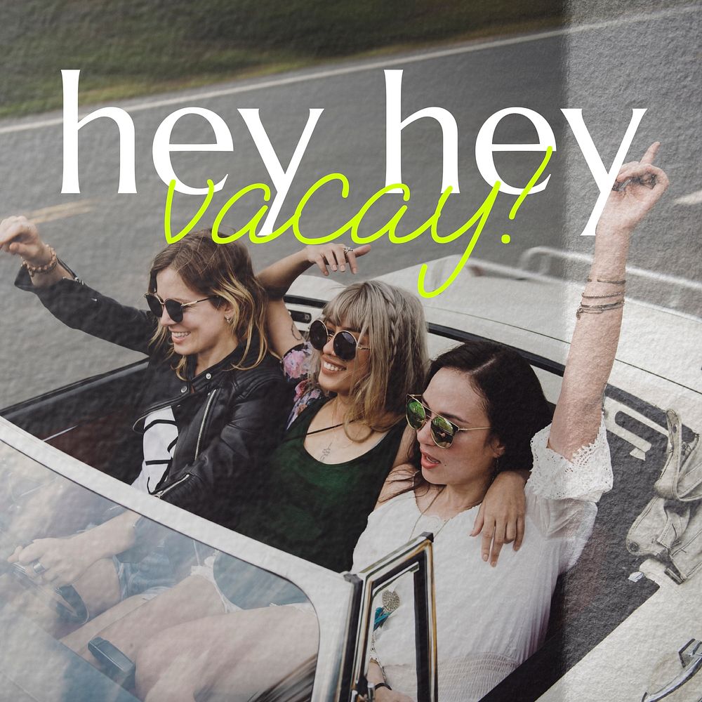Girls getaway Instagram post template,  friends travel vector