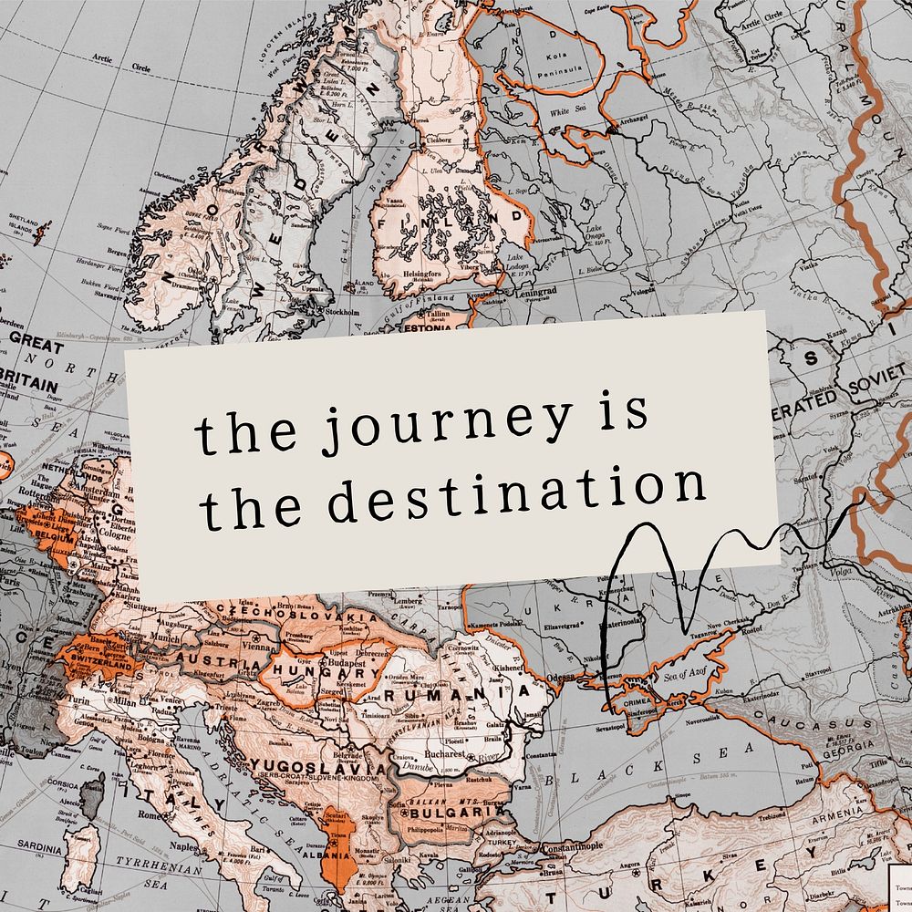 Travel map Instagram post template,  editable quote vector