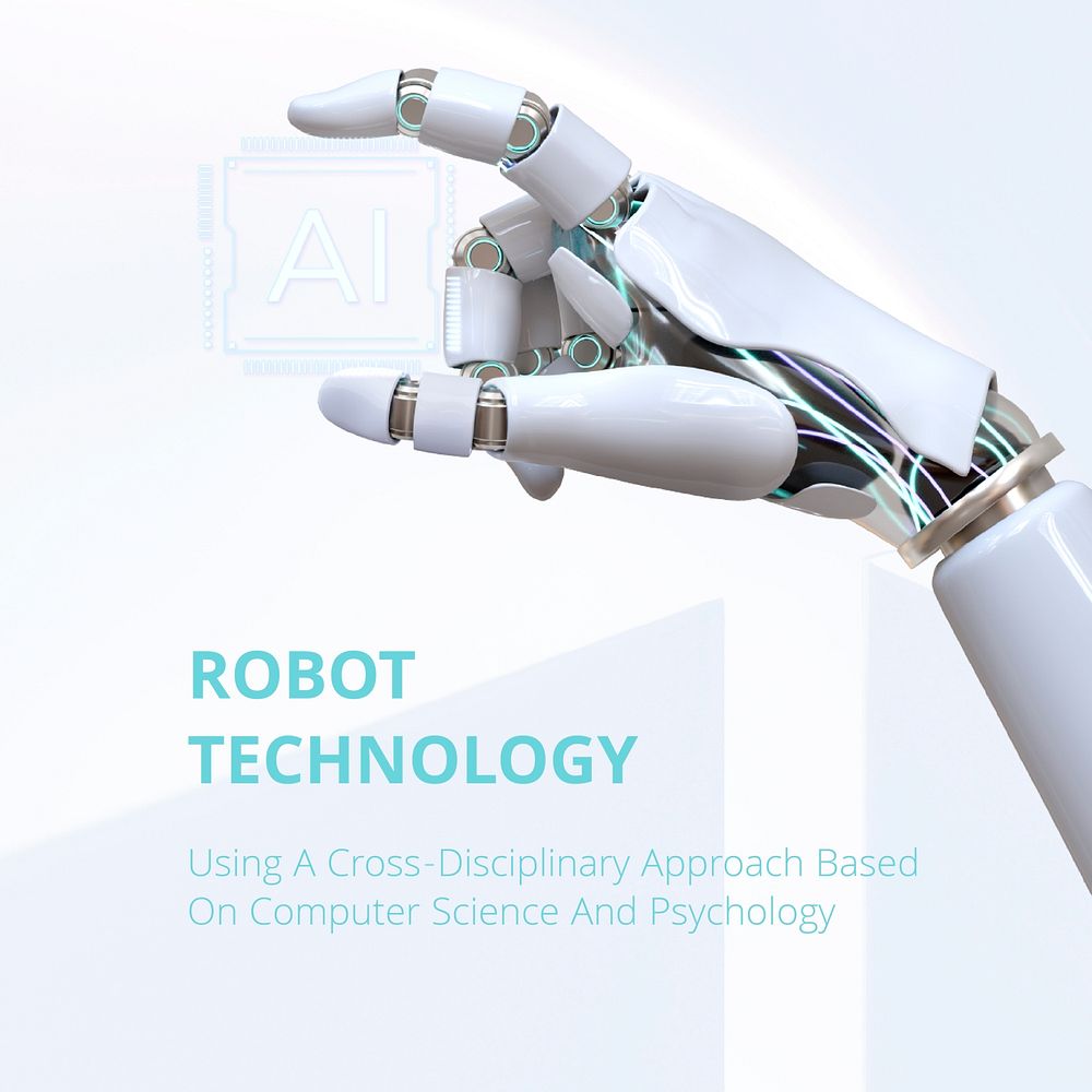 Robot technology Instagram post template, futuristic design vector