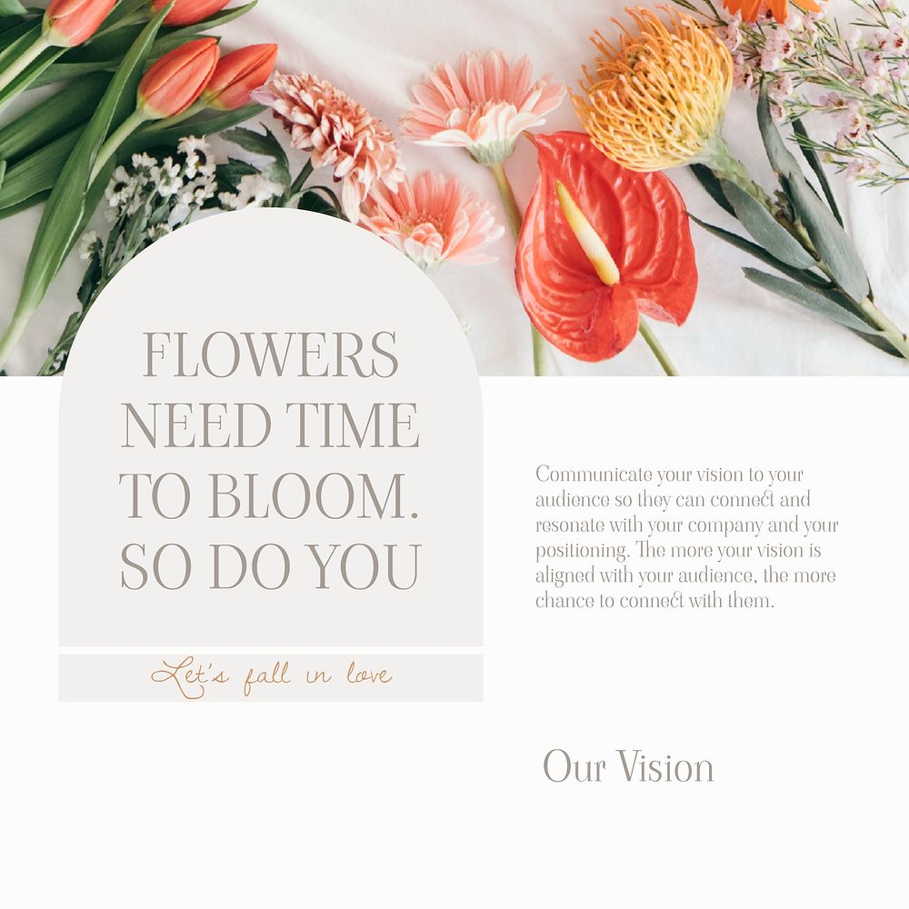 Spring flowers Instagram post template, business branding vector