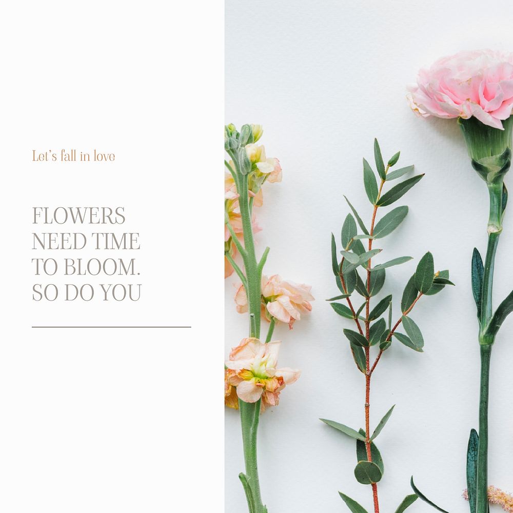 Flower quote Instagram post template, Spring aesthetic  vector