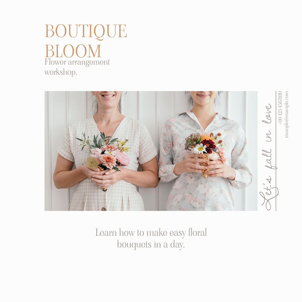 Florist business Instagram post template vector