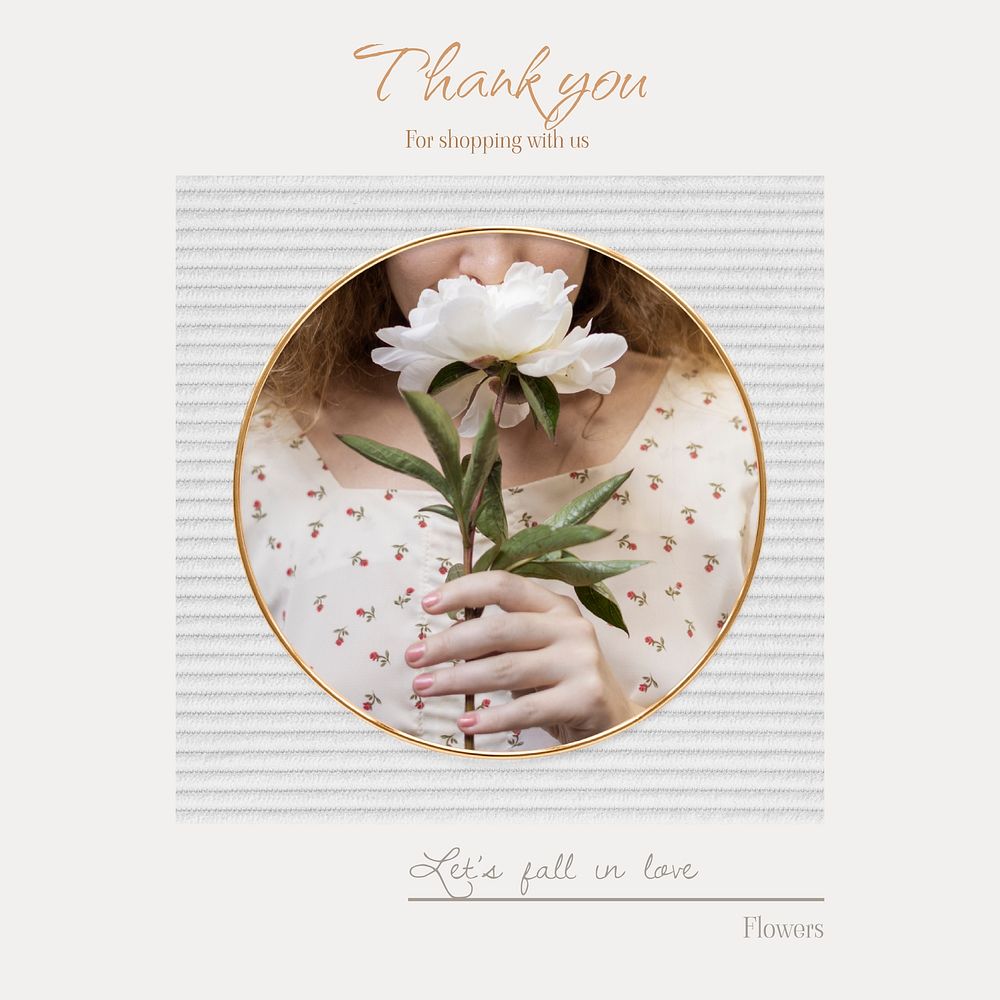 Spring flower Instagram post template, business branding vector