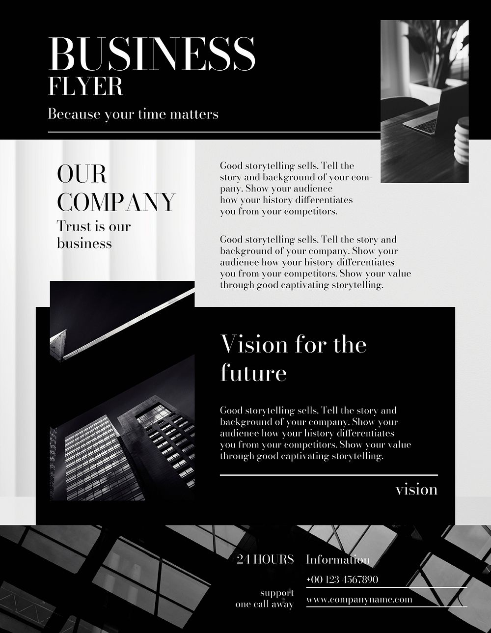 Business flyer editable template, company overview vector