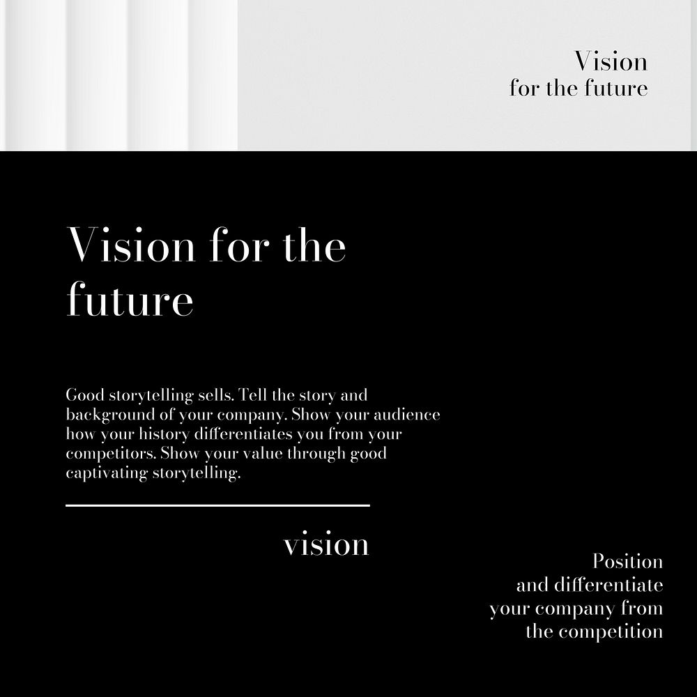 Business vision Instagram post template, black modern design vector