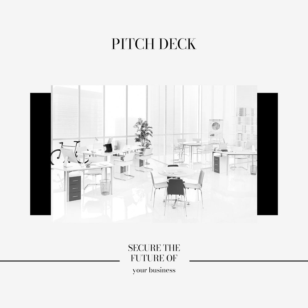 Pitch deck Instagram post template, office interior photo vector