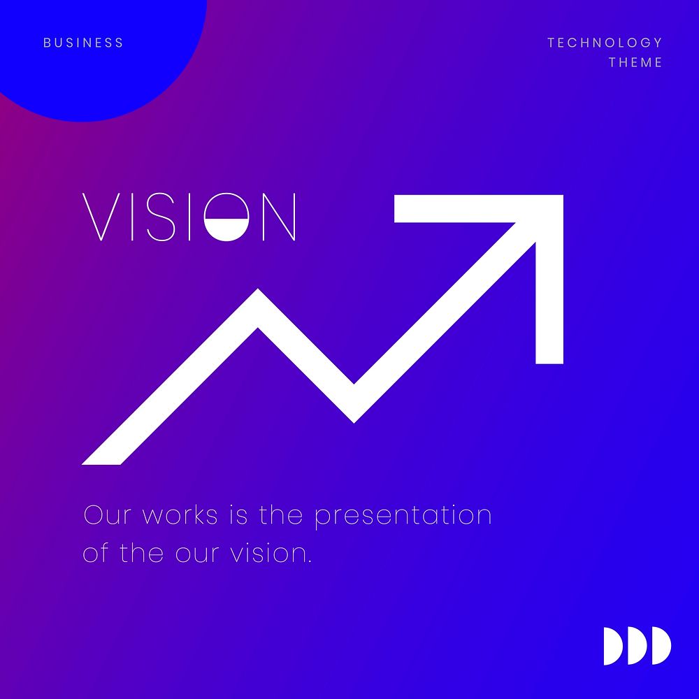 Business vision Instagram post template, neon design vector