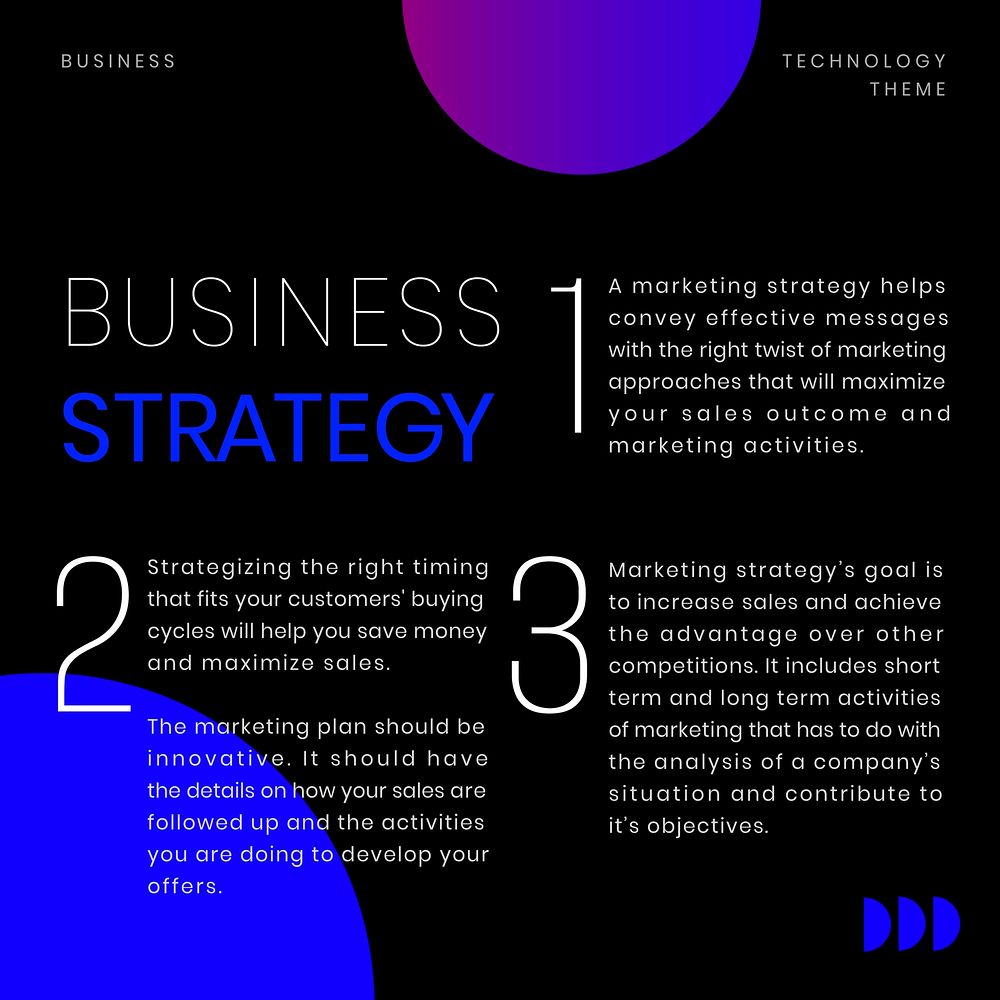 Business strategy Instagram post template, neon design vector