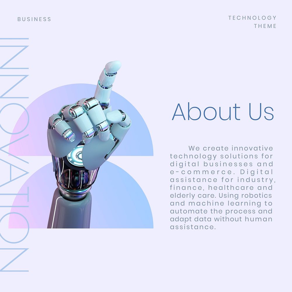 Robot hand Instagram post template, tech business vector